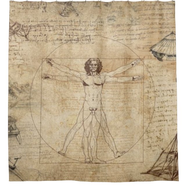 Leonardo Da Vinci Der Vitruvian Mann Duschvorhang (Vorderseite)