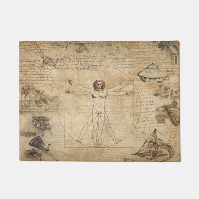 Leonardo Da Vinci Der Vitruvian Mann Fußmatte (Vorderseite)
