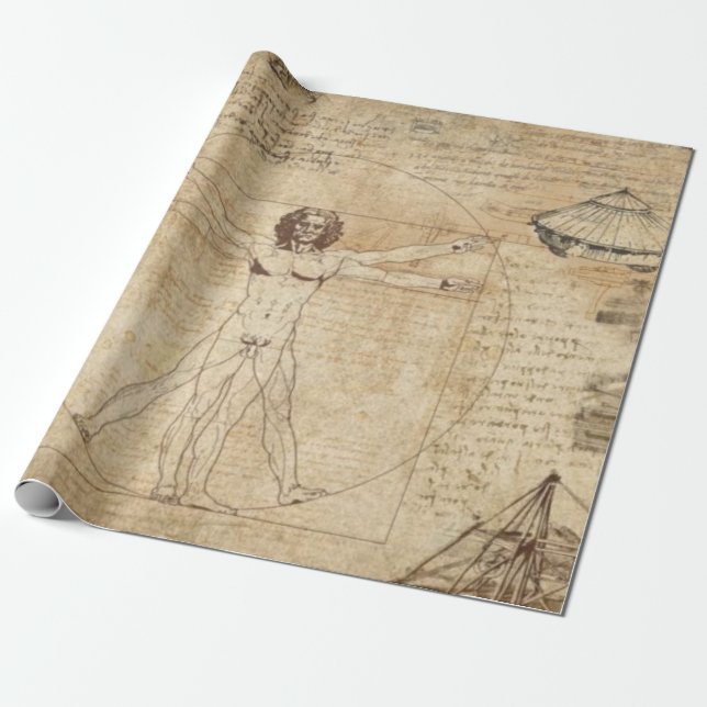 Leonardo Da Vinci Der Vitruvian Mann Geschenkpapier (Ungerollt)