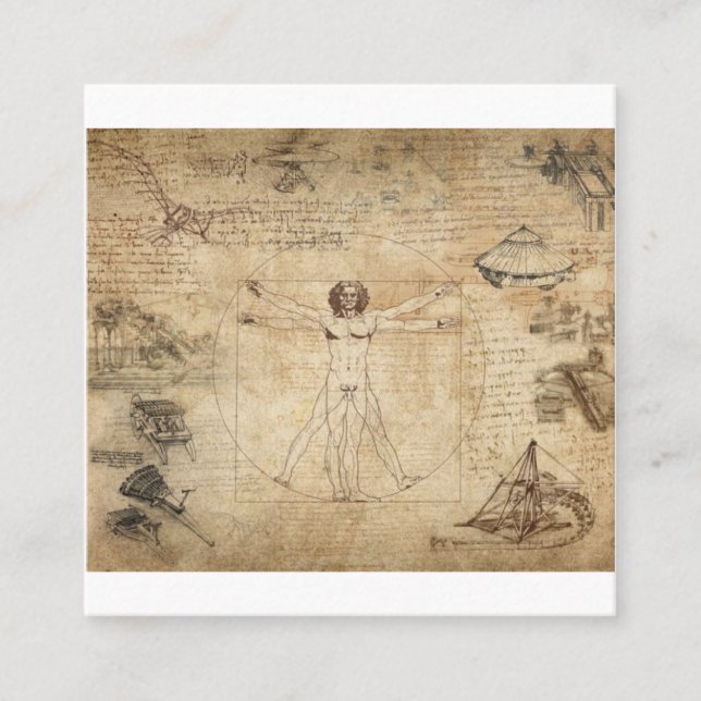 Leonardo Da Vinci Der Vitruvian Mann Quadratische Visitenkarte (Vorderseite)