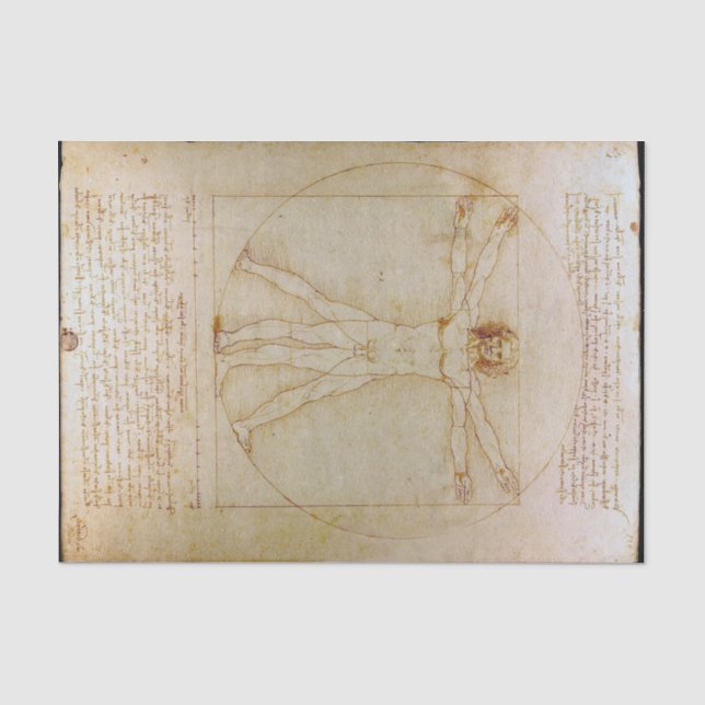 Leonardo da Vinci, Der Vitruvianische Mann, Renais Seidenpapier (Vorderseite)