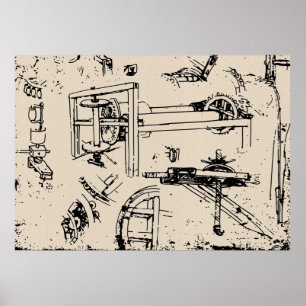 Leonardo da Vinci Erfindungs-Zeichnen Poster