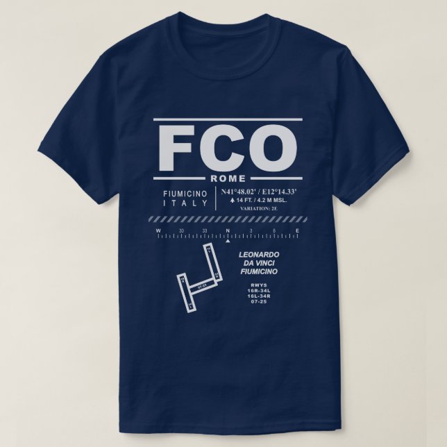 Leonardo da Vinci - Fiumicino Airport FCO T-Shirt (Design devant)
