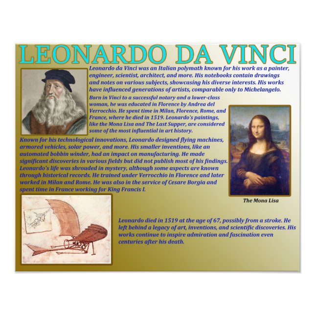 Leonardo Da Vinci Fotodruck (Vorne)