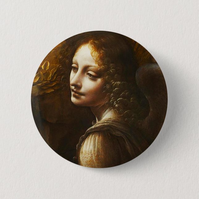 Leonardo da Vinci Jungfrau des Felsen-Engels Button (Vorderseite)