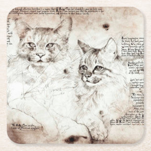 Leonardo da Vinci Katzen-Skizze Untersetzer