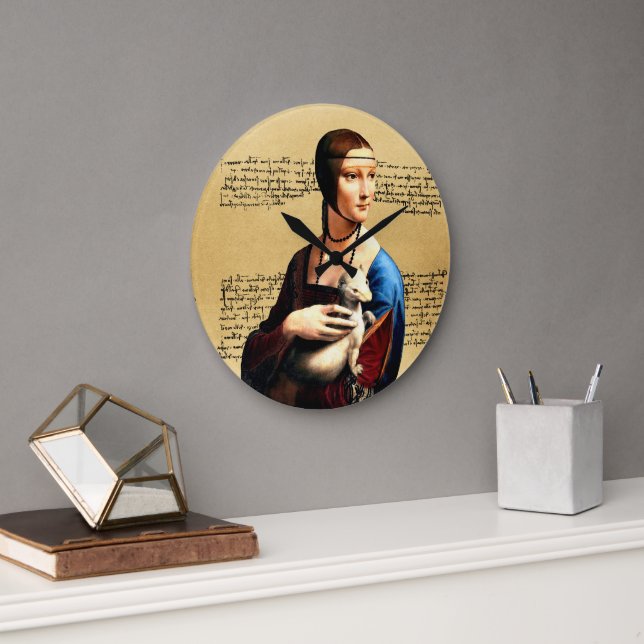Leonardo da Vinci Lady mit Ermine Große Wanduhr (Büro)