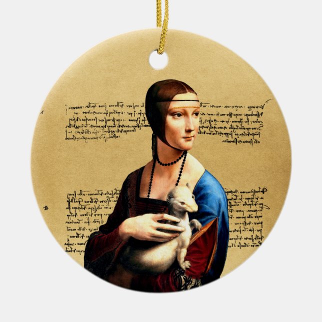 Leonardo da Vinci Lady mit Ermine Keramik Ornament (Vorne)