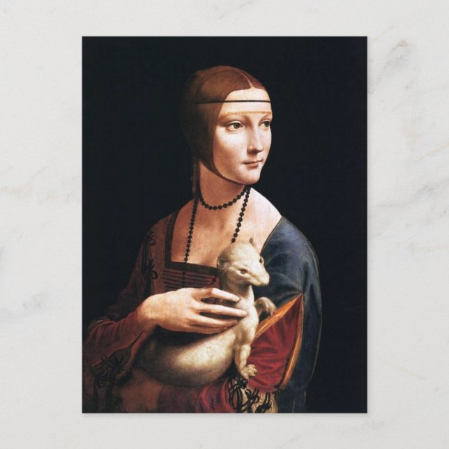 Leonardo Da Vinci Lady mit Ermine Postcard Postkarte (Vorderseite)