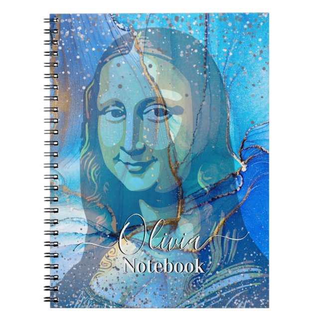 Leonardo Da Vinci Marble Blue Gradient Mona Lisa  Notizblock (Vorderseite)