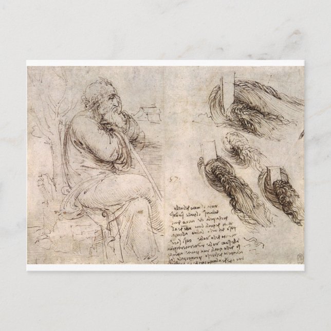 Leonardo da Vinci, mögliches Selbstportrait. Postkarte (Vorderseite)