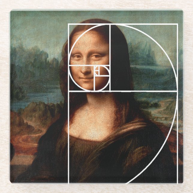Leonardo da Vinci Mona Lisa Fibonacci Sequence Glasuntersetzer (Vorderseite)