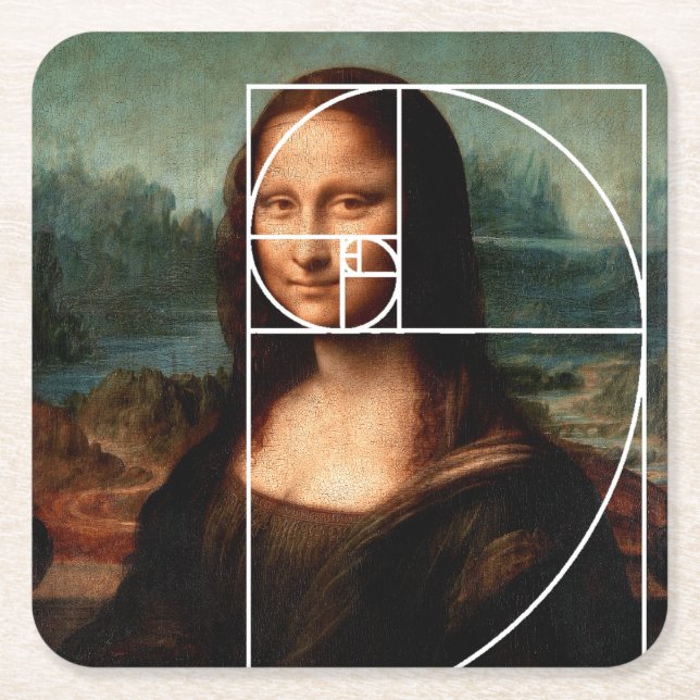 Leonardo da Vinci Mona Lisa Fibonacci Sequence Rechteckiger Pappuntersetzer (Vorderseite)