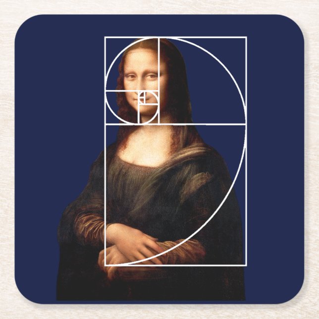 Leonardo da Vinci Mona Lisa Fibonacci Sequence Rechteckiger Pappuntersetzer (Vorderseite)