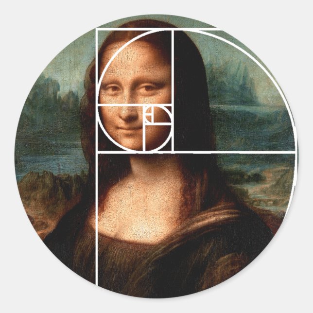 Leonardo da Vinci Mona Lisa Fibonacci Sequence Runder Aufkleber (Vorderseite)