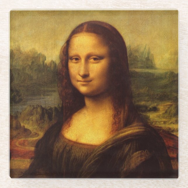 Leonardo Da Vinci Mona Lisa Kunstmalerei Glasuntersetzer (Vorderseite)