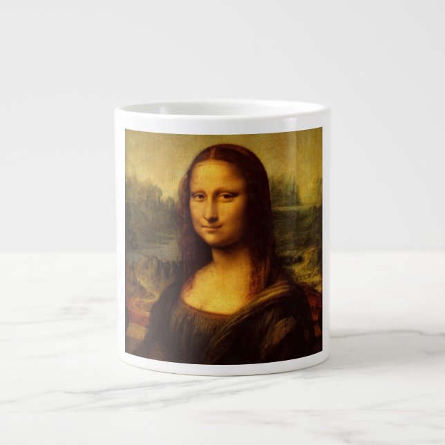 Leonardo Da Vinci Mona Lisa Kunstmalerei Jumbo-Tasse (Vorderseite)