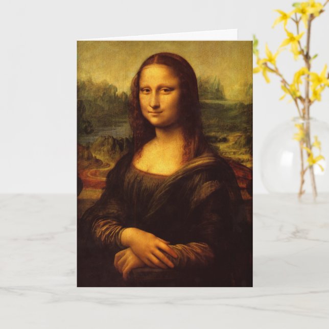 Leonardo Da Vinci Mona Lisa Kunstmalerei Karte (Gelbe Blume)