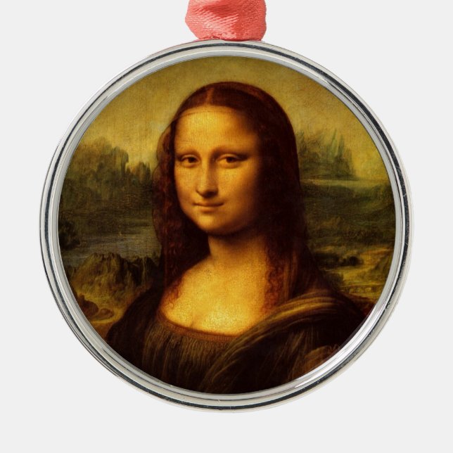 Leonardo Da Vinci Mona Lisa Kunstmalerei Silbernes Ornament (Vorne)