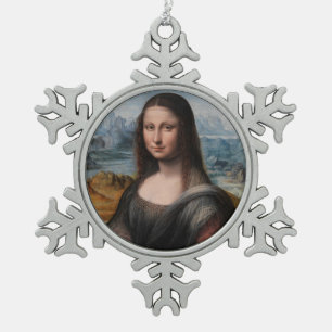 Leonardo da Vinci  Mona Lisa Schneeflocken Zinn-Ornament