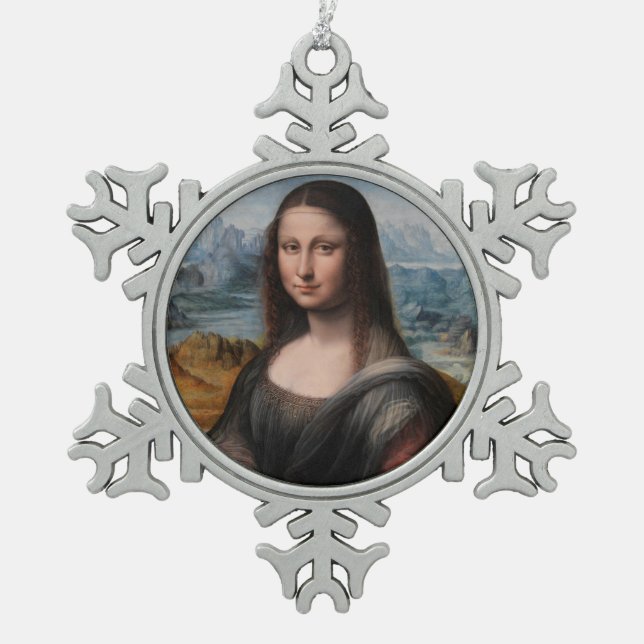 Leonardo da Vinci| Mona Lisa Schneeflocken Zinn-Ornament (Vorderseite)