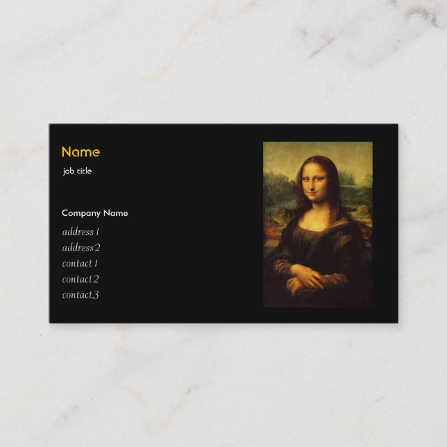 Leonardo Da Vinci, Mona Lisa Visitenkarte (Vorderseite)