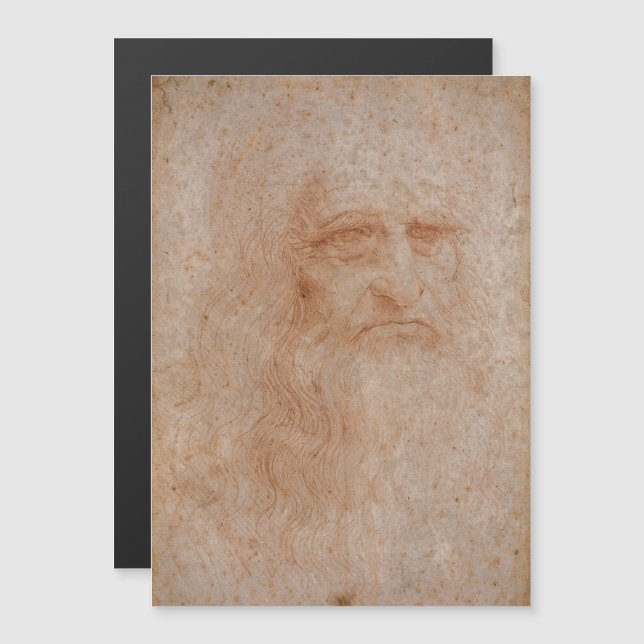 Leonardo Da Vinci, mutmaßliches Selbstportrait Magneteinladung (Vorne/Hinten)
