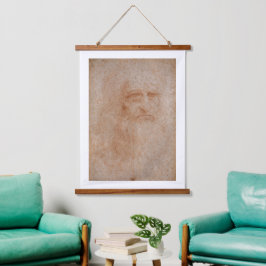 Leonardo Da Vinci, mutmaßliches Selbstportrait Wandteppich Mit Holzrahmen