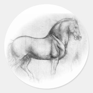 Leonardo da Vinci Pferdeaufkleber Runder Aufkleber