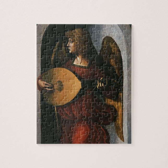 Leonardo da Vinci"s Ein Engel in Rot mit Lute (Vertikal)