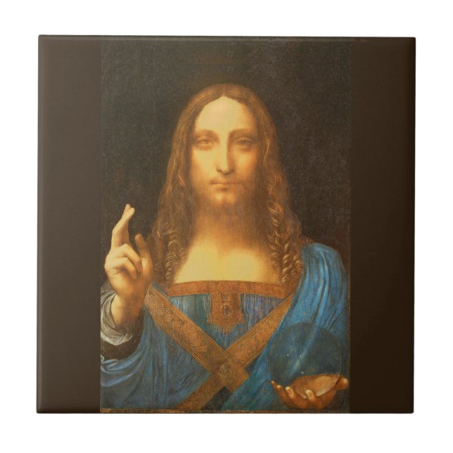 Leonardo da Vinci Salvator Mundi Keramik Tile Fliese (Vorderseite)