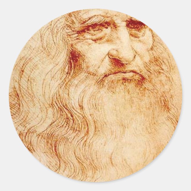 Leonardo Da Vinci Selbstporträt ca. 1510-1515 Runder Aufkleber (Vorderseite)