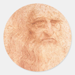 Leonardo da Vinci Selbstporträt Rötel Runder Aufkleber