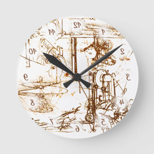 Leonardo da Vinci sketchings mit aufgehobenen Runde Wanduhr
