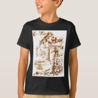 Leonardo da Vinci skizzierte schwarze T - Shirts