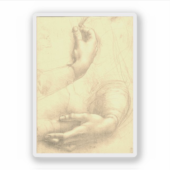 Leonardo da Vinci, Studium der Hände einer Frau Aufkleber (Vorderseite)