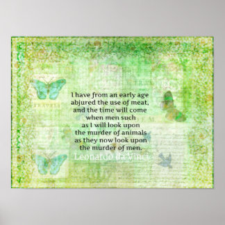 Leonardo da Vinci Tierrechte zitieren vegan Poster