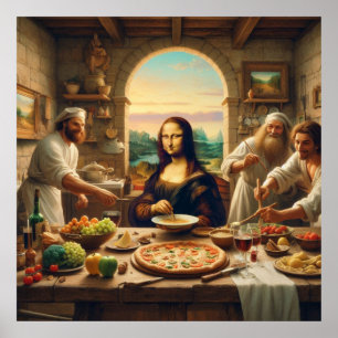 Leonardo Da Vinci unterhält einige Freunde Poster