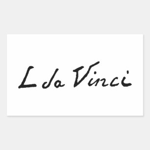 Leonardo da Vinci Unterschrift Autogramm berühmter Rechteckiger Aufkleber
