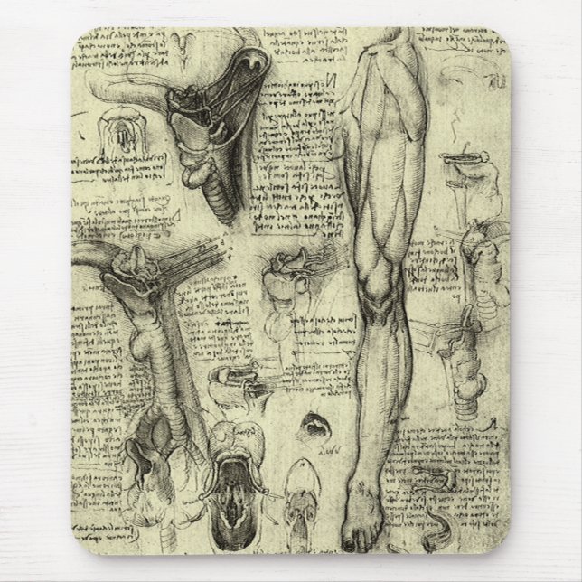 Leonardo da Vinci Vintage menschliche Anatomie Lar Mousepad (Vorne)