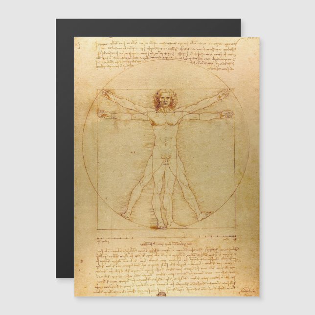 Leonardo Da Vinci, Vitruvian Man, Goldener Schnitt Magneteinladung (Vorne/Hinten)