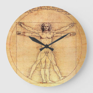 Leonardo Da Vinci Vitruvian Man Große Wanduhr