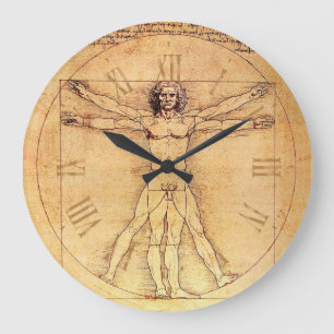 Leonardo Da Vinci Vitruvian Man Zahlen Große Wanduhr