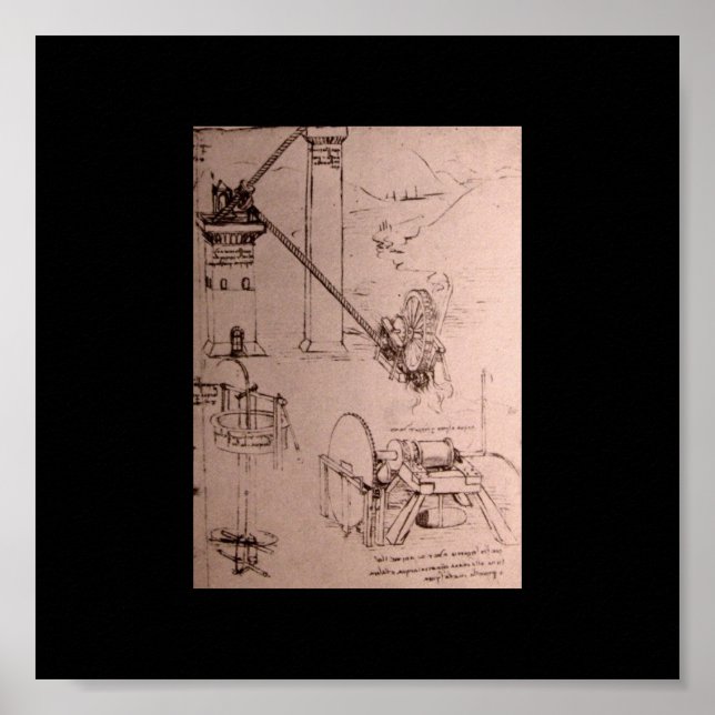 Leonardo da Vinci, Zeichnungen von Maschinen Poster (Vorne)