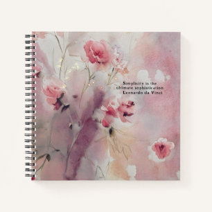 Leonardo da Vinci Zitat Pink Floral Journal Notizbuch