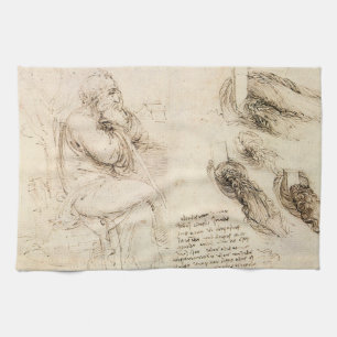 Leonardo da Vincis Alter Mann und Wasserskizze Geschirrtuch