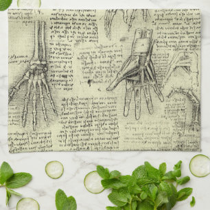 Leonardo da Vincis Anatomie der menschlichen Hand Geschirrtuch