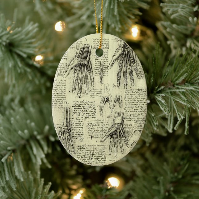 Leonardo da Vincis Anatomie der menschlichen Hand Keramik Ornament (Baum)