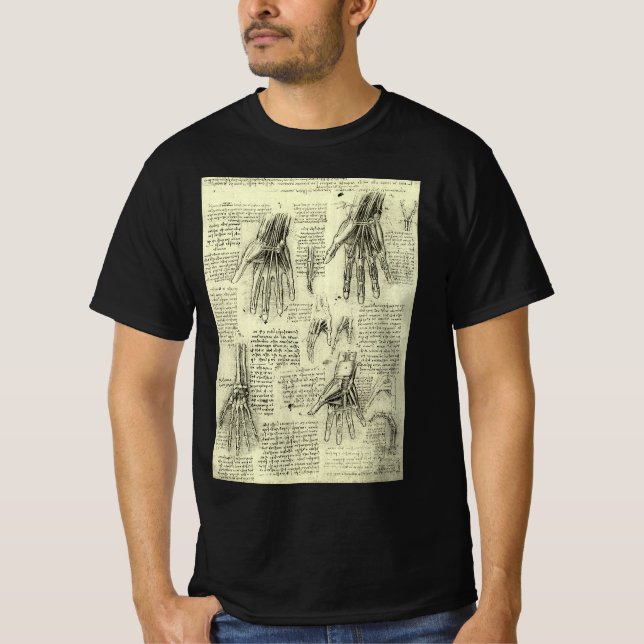 Leonardo da Vincis Anatomie der menschlichen Hand T-Shirt (Vorderseite)