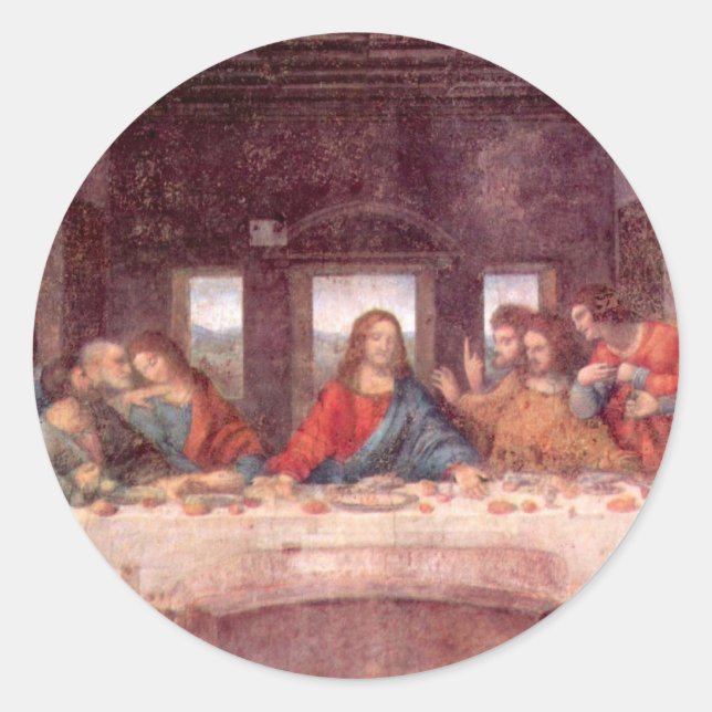 Leonardo da Vincis Das letzte Abendessen Runder Aufkleber (Vorderseite)